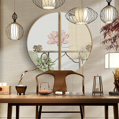 風(fēng)雅閑趣，一畫入景 新中式餐廳玄關(guān)圓形掛畫選購(gòu)與搭配指南
